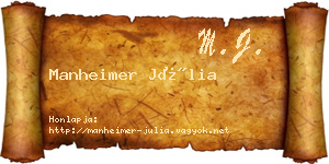 Manheimer Júlia névjegykártya